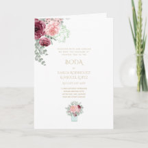 Nuestra Boda 4page FLORAL Spain Wedding INVITES