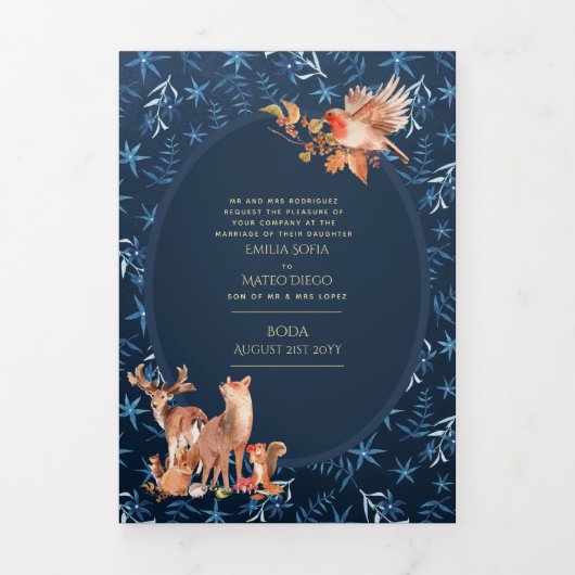 Nuestra Boda 6 pages Mariage espagnol Invitation (Page de couverture)