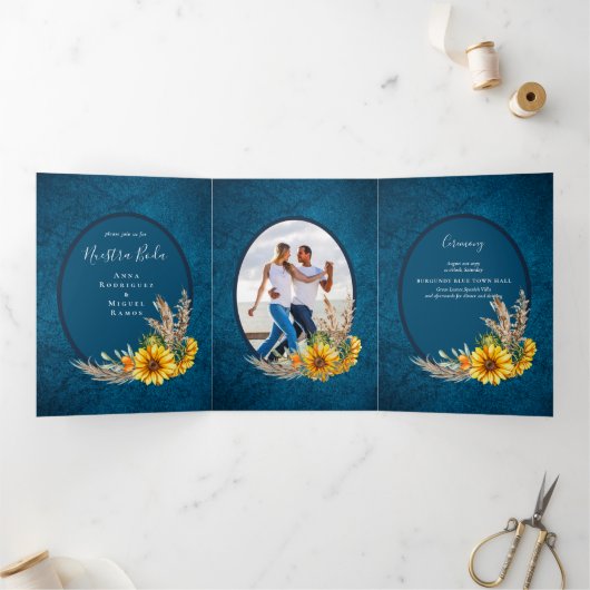 Nuestra Boda 6 pages Sunflower Mariage Invitation (Intérieur)