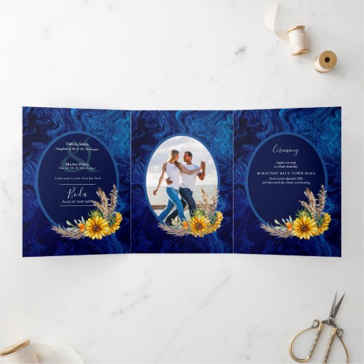 Nuestra Boda 6 pages Sunflower Mariage Invitation (Intérieur)