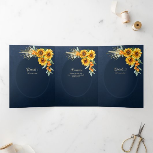 Nuestra Boda 6 pages Sunflower Mariage Invitation (Intérieur)