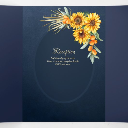 Nuestra Boda 6 pages Sunflower Mariage Invitation (Intérieur au milieu)