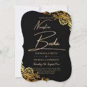 Nuestra Boda Black Gold Faire-part de mariage espa (Devant)