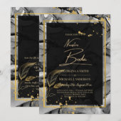 NUESTRA BODA Black Gold Ink Wedding INVITE Kaart (Voorkant / Achterkant)