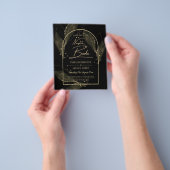 NUESTRA BODA Black Gold Leaves Trouw Uitnodiging Flyer (Hand)