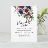 Nuestra Boda- Burgundy Blauwe Spaanse Trouw Uitnod Kaart (Staand voorkant)