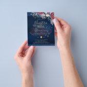 Nuestra Boda Burgundy Blue Floral Lace INVITE Flyer (Hand)