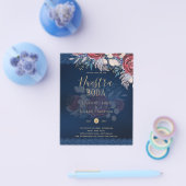 Nuestra Boda Burgundy Blue Floral Lace INVITE Flyer (Enkel)