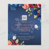 NUESTRA BODA Burgundy Blue Floral Wedding INVITE (Achterkant)
