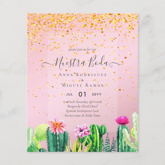 Nuestra Boda CACTI Fiesta Spain Wedding INVITE (Voorkant)