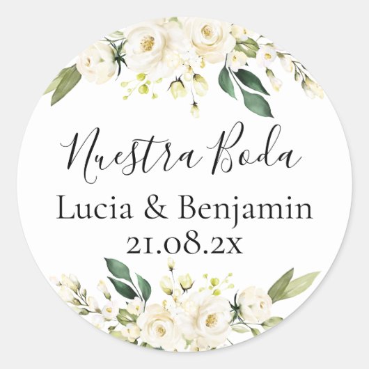 Nuestra boda Classic Ronde Sticker (Voorkant)