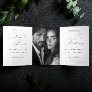 Nuestra Boda Engels Spaans tweetalig huwelijk Drieluik Uitnodiging