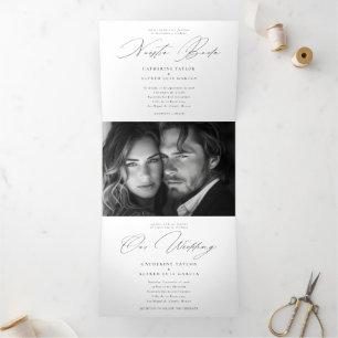 Nuestra Boda Engels Spaans tweetalige bruiloft Drieluik Uitnodiging