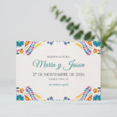 Nuestra Boda Flowers Botanical Spanish Wedding Save The Date (Staand voorkant)