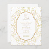 Nuestra Boda GOLD Lijst Spaans huwelijk INVITE (Voorkant / Achterkant)
