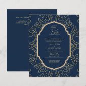 Nuestra Boda GOLD Lijst Spaans huwelijk INVITE (Voorkant / Achterkant)