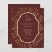 Nuestra Boda GOLD Lijst Spaans huwelijk INVITE (Voorkant / Achterkant)
