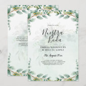 Nuestra Boda Green Mariage Invitations d'or (Devant / Derrière)