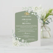 Nuestra Boda Green Sage Floral Faire-part de maria (Debout devant)