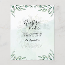 NUESTRA BODA Greenery Spanish WEDDING Invitation Flyer