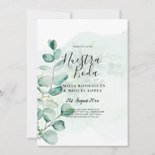 NUESTRA BODA Greenery Spanish WEDDING Invitation Kaart