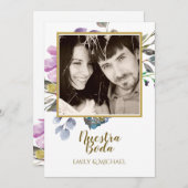 Nuestra Boda Invitacion - PHOTO Wedding Paars Kaart (Voorkant / Achterkant)