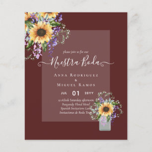 Nuestra Boda Invitacion Spain Wedding SUNFLOWERS Flyer