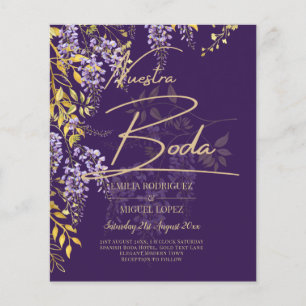 Nuestra Boda Lilac Wisteria Trouwkaart Spaanse Uit Flyer