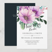 Nuestra Boda Modern Spain Wedding Purple Flowers Kaart (Voorkant / Achterkant)