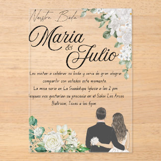 Nuestra Boda / Onze bruiloft Acryl Uitnodigingen