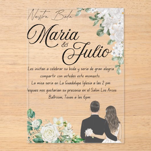 Nuestra Boda / Onze bruiloft Acryl Uitnodigingen (Voorkant)