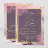 NUESTRA BODA Paars Pink Gold Ink Wedding INVITE Kaart (Voorkant / Achterkant)