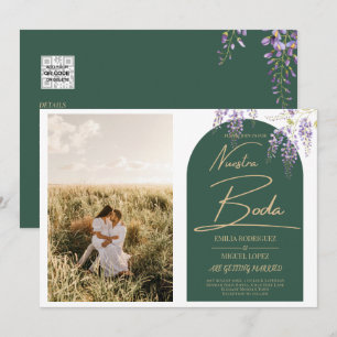 NUESTRA BODA PHOTO Wisteria Spanish Wedding Invite Kaart