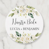Nuestra boda Ronde Bedankjes Labels (Voorkant)