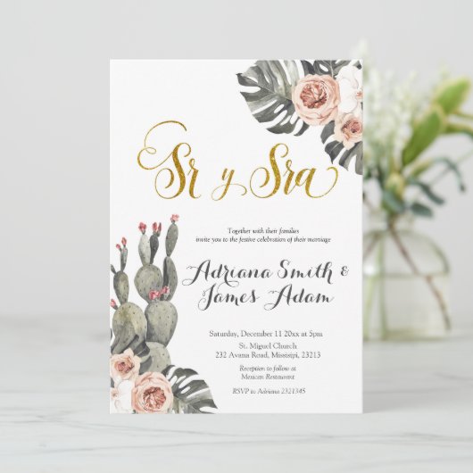 Nuestra Boda Spanish Wedding Invitacion Invitation Kaart (Staand voorkant)