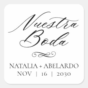 Nuestra Boda Stickers de mariage Carré Espagnol