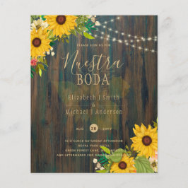 NUESTRA BODA Sunflower Rustic Wood INVITE Flyer