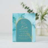 NUESTRA BODA Turquoise Blauwgroen Gold Wedding INV (Staand voorkant)