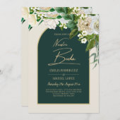 NUESTRA BODA Vert Or Blanc Roses INVITATION d'hive (Devant / Derrière)