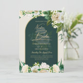 NUESTRA BODA Vert Or Blanc Roses INVITATION d'hive (Debout devant)