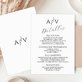 Nuestra Boda Wedding Details Elegante Informatiekaartje