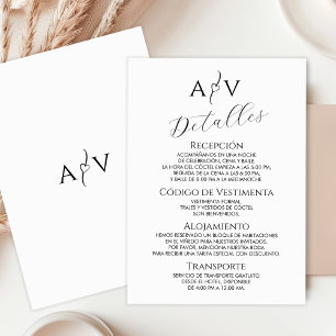 Nuestra Boda Wedding Details Elegante Informatiekaartje