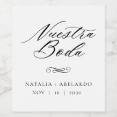 Nuestra Boda-wijnlabels Wijn Etiket (Enkel label)