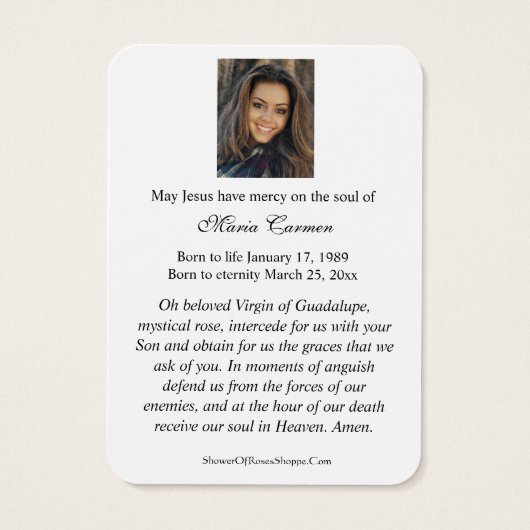 NUESTRA SEÑORA DE GUADALUPE FUNERAL PRAYER  (Dos)