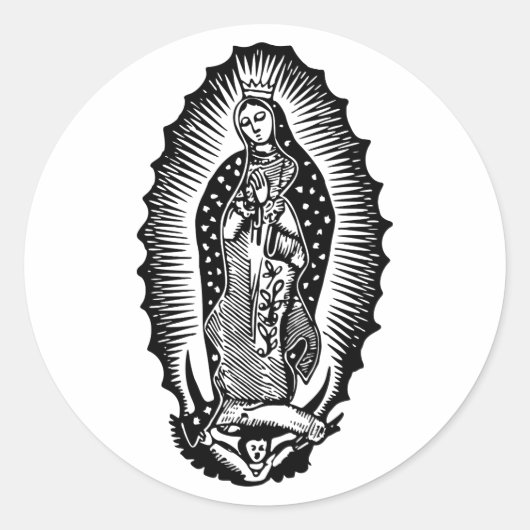 Nuestra Señora de Guadalupe Ronde Sticker (Voorkant)