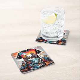 Nueva York, graffiti. Vierkante Kartonnen Onderzetter