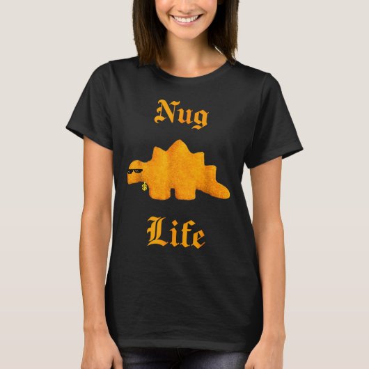 Nug Life Dinosaur Chicken Nugget Funny Retro T-shirt (Voorkant)