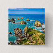 Nugget Point-eilandjes, Nieuw-Zeeland Vierkante Button 5,1 Cm (Voorkant)