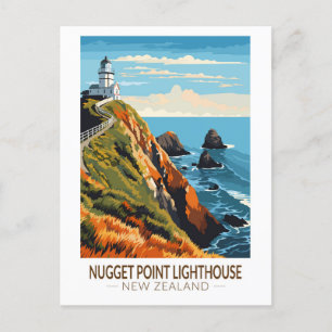 Nugget Point Vuurtoren Nieuw-Zeeland Reizen Briefkaart