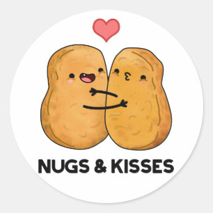 Nugs en Kisses Funny Chicken Nugget Pun Ronde Sticker
